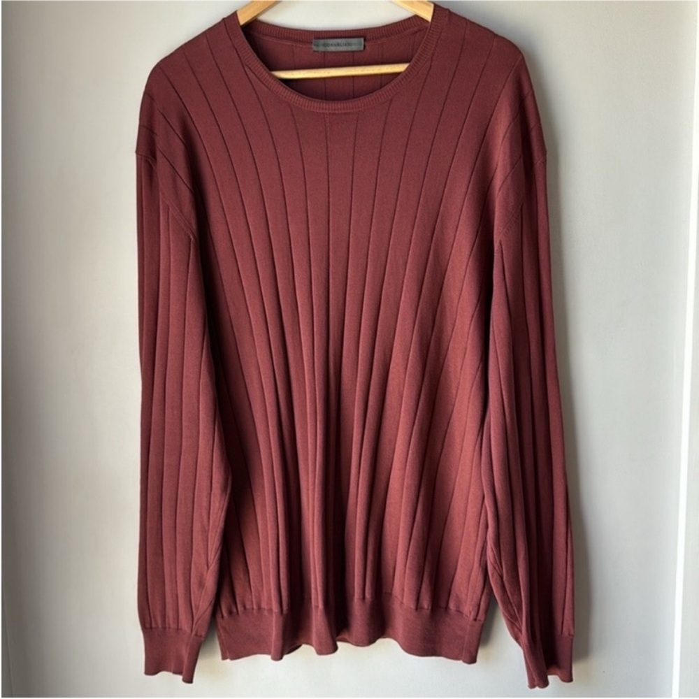 Corneliani Cotton Jumper Sweater Raised Rib Burgundy - Picture 6 of 10